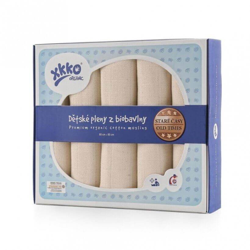 XKKO Alte Zeiten 80 x 80 cm aus Bio-Baumwolle – für XL Überhosen (5er-Pack) Mullwindel/Tuch von XKKO bei Windelwissen.de