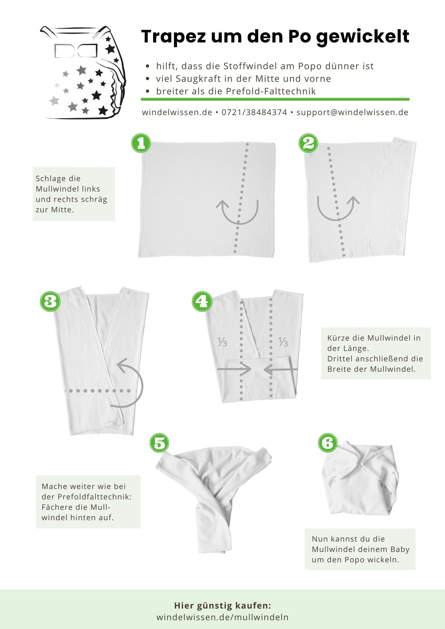 Günstige Stoffwindeln für die Nacht mit Mullwindeln (4-14 kg) - 7% Rabatt