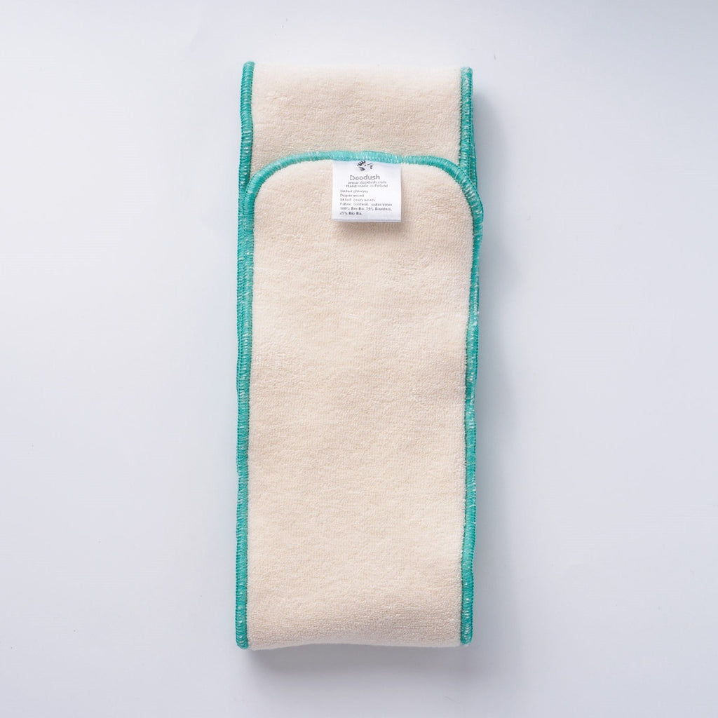 Doodush lange, breite Saugeinlage Größe L grün (12×70 cm) Prefold/vorgefaltete Einlage von Doodush bei Windelwissen.de
